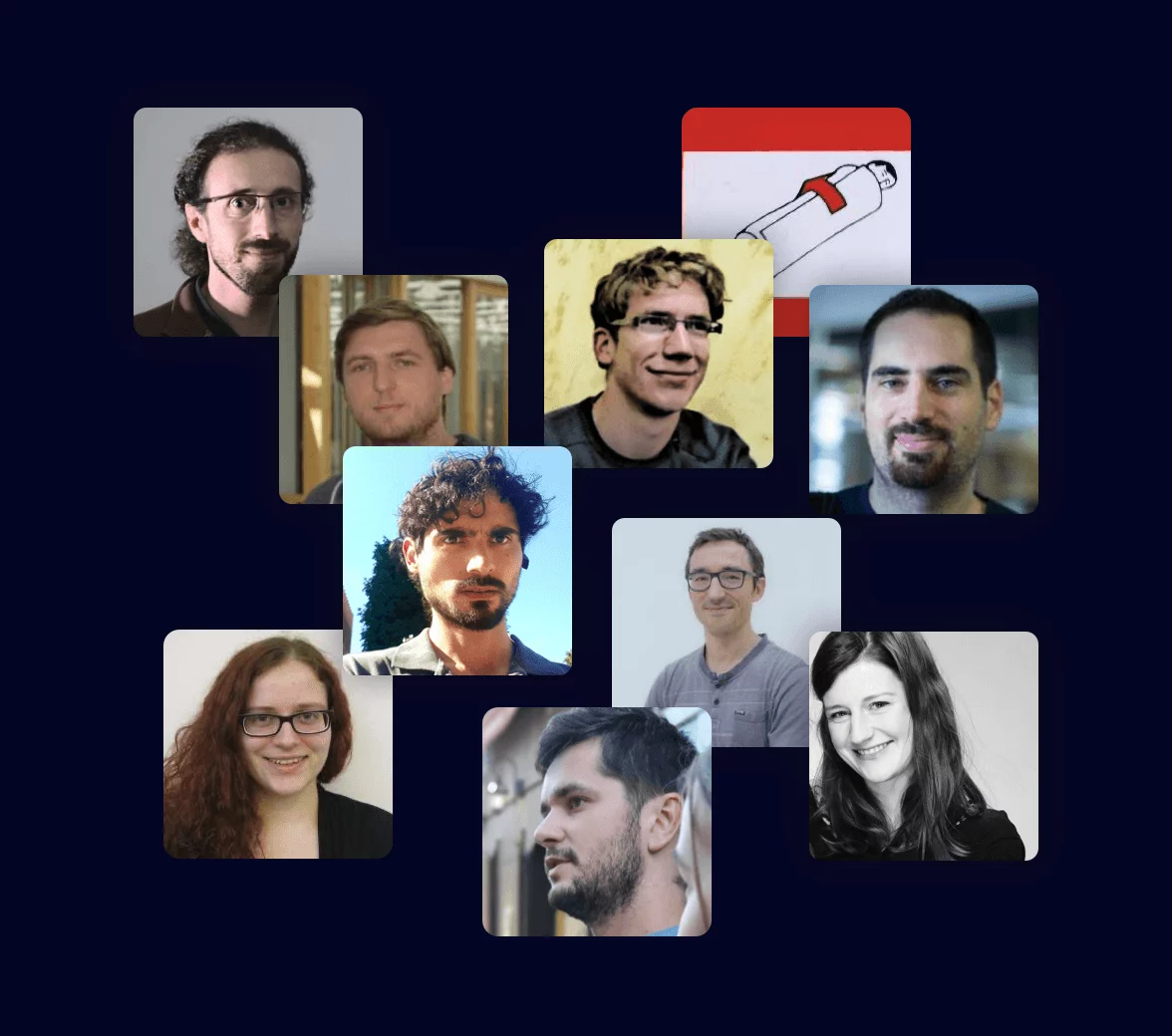 Portraits of the nine scikit-learn core team members.
